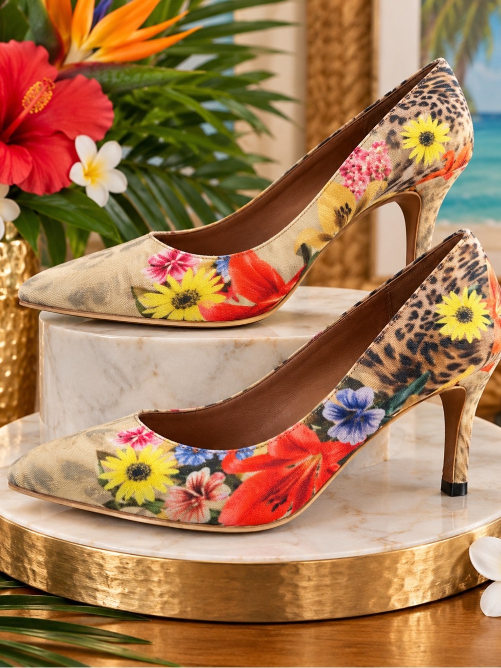 Floral Multicolor Women's Dress Pumps size 10
